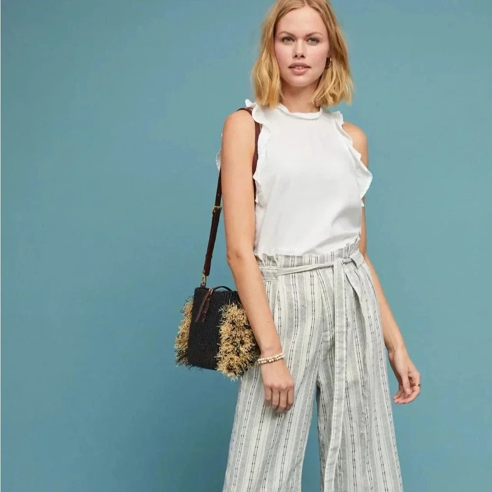 NWT new Anthropologie cloth & stone white ruffled tank sleeveless top MP medium - Picture 4 of 16